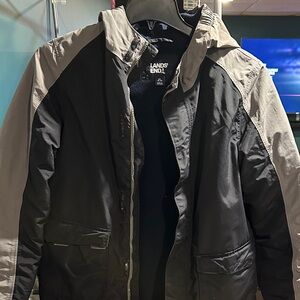 Lands' End boy's Black and Gray fleece lined winter coat